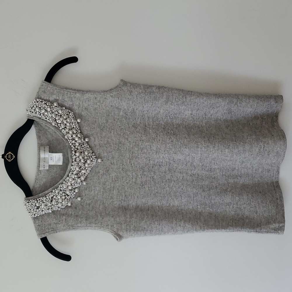 Garfield & Marks 100% Cashmere Sleeveless Pearl Collar Sweater Size XS